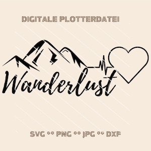 Archivo de trazador Mountains Wanderlust SVG – Plantilla de trazador de paisajes – Motivo de montaña al aire libre para Cricut y Silhouette – Plantilla de corte para proyectos de bricolaje