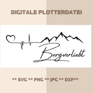 Archivo de trazador de latidos del corazón ECG amante de la montaña descarga digital patrón plantilla SVG PNG JPG DXF clipart senderismo montañas