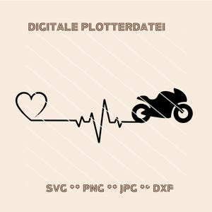 File plotter battito cardiaco moto da strada SVG – motivo moto Cricut e Silhouette – modello di taglio per progetti fai da te – modello plotter motociclista