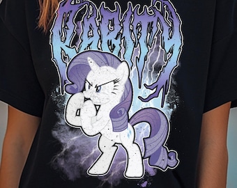 Rarity My Little Pony Metal Shirt: Unisex Goth Punk Tee Deathmetal Halloween, Cotton, Up to size 5xl