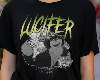 Lucifer Metal Shirt: Disney Goth Punk Tee Deathmetal Cinderella, Cotton, Available up to size 5xl
