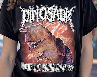 Dinosaur Ride Metal Shirt: Unisex Disney Goth Punk Tee Deathmetal Halloween, Cotton, Up to size 5xl