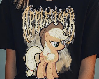 Applejack My Little Pony Metal Shirt: Unisex Goth Punk Tee Deathmetal Halloween, Cotton, Up to size 5xl