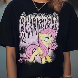 Fluttershy My Little Pony Metal Shirt: Unisex Goth Punk Tee Deathmetal Halloween, Cotton, Up to size 5xl