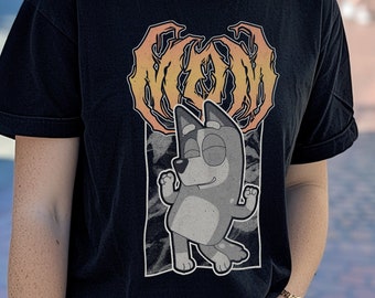 Bluey Mom Shirt: Disney Goth Punk Tee Deathmetal Halloween, Cotton, Available up to size 5xl