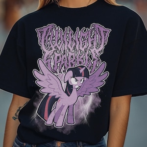Twilight Sparkle My Little Pony Metal Shirt: Unisex Goth Punk Tee Deathmetal Halloween, Cotton, Up to size 5xl