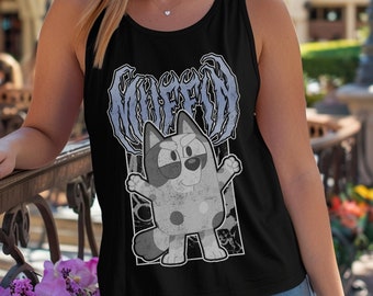 Bluey Muffin Metal Unisex Tank: Disney Goth Punk Tee Deathmetal Halloween, Cotton, Available up to size 2xl