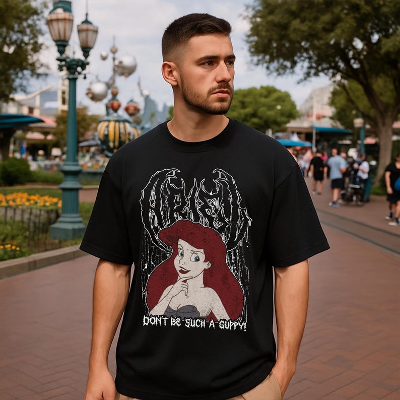 Ariel Little Mermaid Metal Shirt: Unisex Disney Goth Punk Tee Deathmetal Halloween, Cotton, Up to size 5xl