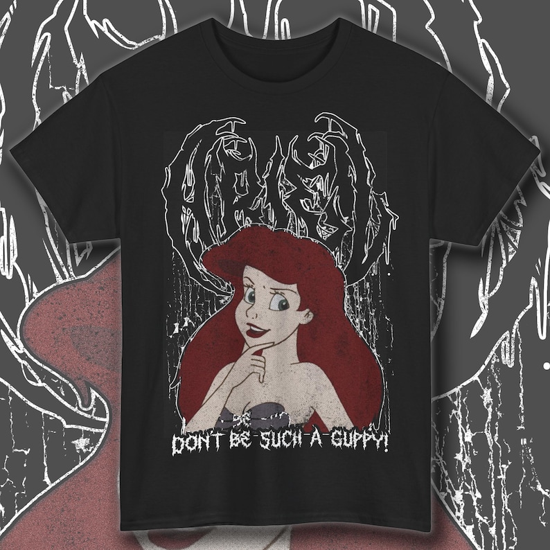 Ariel Little Mermaid Metal Shirt: Unisex Disney Goth Punk Tee Deathmetal Halloween, Cotton, Up to size 5xl