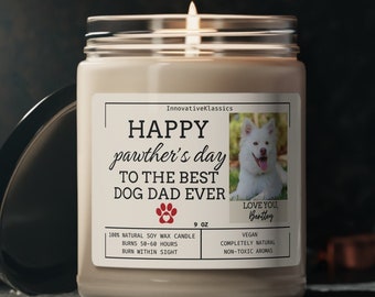 Fathers Day Gift from Dog Personalized Fathers Day Candle from Dogs Custom Dog Photo Gift for Him Stepdad Pawthers Day Gift Best Dog Dad