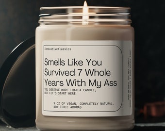 7th Anniversary Gift 7 Year Anniversary Gifts Seven Year Anniversary Gift Funny Boyfriend Him Girlfriend 7 Anniversary Gifts Wife Fun Candle