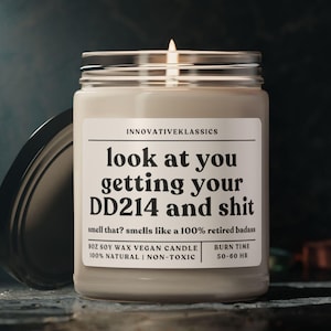 Funny Military Retirement DD214 Gifts for Men Women Airforce Air Force Retiree Gift Candle Navy Army Retirement Gift Retired Veteran Gifts