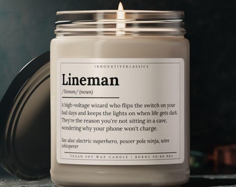 Funny Linemen Gifts Lineman Gift Candle Gift for Lineman Birthday Christmas Gifts Electric Power Lineman Lineworker Candle Journeyman Gifts