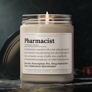 Funny Pharmacist Gifts for Pharmacy Student Graduate New Pharmacist Pharmacy Candle Pharmacy Graduation Birthday Christmas Gift Men Women