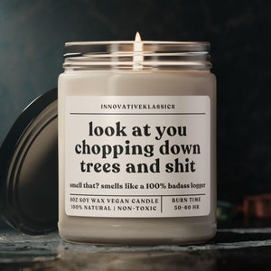 Funny Logger Gifts for Men Women Logging Candle Gift Lumberjack Woodworker Arborist Tree Cutter Christmas Birthday Gift Chainsaw Funny Gifts
