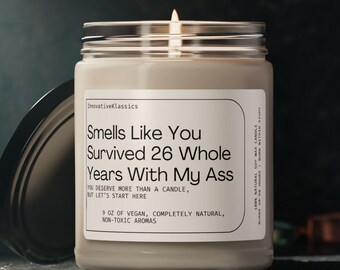 26th Anniversary Gift Candle 26 Year Anniversary Gift Wedding Anniversary Funny Husband Wife Anniversary Candle Picture Anniversary 26th