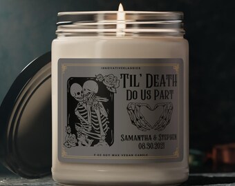 Gothic Anniversary Gift 'Til Death Do Us Part Halloween Anniversary Gothic Wedding Gift Couple Skeleton Candle New Couple Custom Goth Couple
