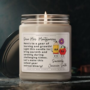 Custom Back to School Gift for Teacher Personalized First Day of School Candle for Teacher Gift from Student Teacher Appreciation Gift Cute