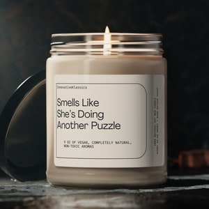 Smells Like She&#39;s Doing Another Puzzle, Puzzle Lover Gifts, Puzzle Lovers, Custom Gift for Puzzle Lovers, Personalized Puzzle Gifts, Candle