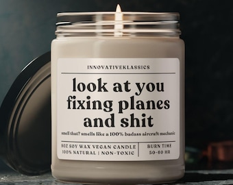 Funny Aircraft Mechanic Gifts for Men Women Airplane Mechanic Candle Gift for Birthday Christmas Avionics Hangar Plane Maintenance Gifts Fun