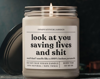Funny Paramedic Gifts for Men Women Paramedic Graduation Birthday Christmas Gift Candle for EMS EMT New Future Paramedic Accessories Decor
