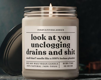 Funny Plumber Gifts, Gift for New Plumber, Plumbing Candle Decor, Funny Birthday Christmas New Job Gifts, for Him Her Dad Men Women Gag Gift