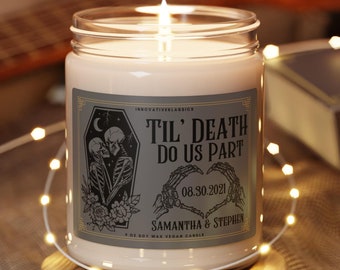 Gothic Anniversary Gift 'Til Death Do Us Part Halloween Anniversary Gothic Wedding Gift Couple Skeleton Candle New Couple Custom Goth Couple