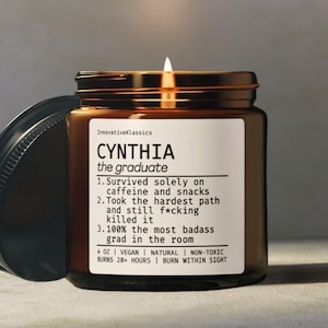 Custom Graduation Gifts Funny Masters Grad Candle PhD Bachelor&#39;s Doctorate Her Him Men Women Personalized College Grad Name Decor Keepsakes