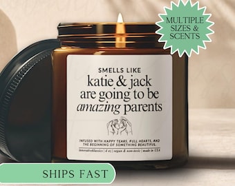 Custom First Time Parents Gifts Personalized Present for Mom and Dad Baby Shower Candle Keepsake Expecting Parent Gifts Congrats Pregnancy