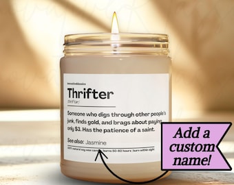Thrifting Lover Gifts Funny Gift for Men Women Custom Thrifter Candle Personalized Gift Thrift Store Decor Shopping Lover Birthday Christmas