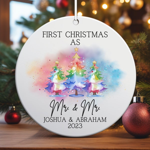 Our 1st Christmas as Mr. & Mr. Ornament, Gay Couple Wedding Gift, Gay Christmas Ornament, Personalized LGBTQ Ornament, First Christmas Gift