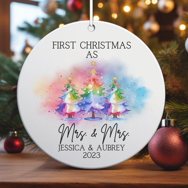 Our 1st Christmas as Mrs. & Mrs. Ornament, Lesbian Wedding Gift, Lesbian Christmas Ornament, Personalized LGBTQ Ornament, First Christmas