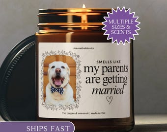 Regalo personalizado de compromiso para perros Vela de compromiso para mascotas para gatos Personalizado Mis padres se casan Foto de mascota para perro Ella dijo que sí Recién comprometidos