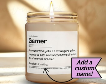 Cadeaux gaming amusants pour hommes et femmes Bougie Gamer personnalisée Décoration de jeu personnalisée pour mari Petit ami Cadeaux Gamer Girl Amateur de jeux vidéo amusants