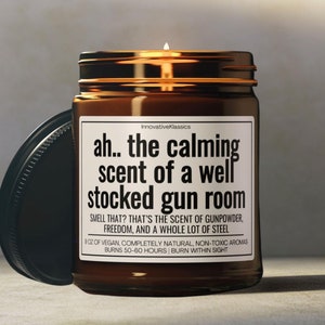 Regalos divertidos para amantes de las armas, regalos de Navidad y cumpleaños para dueños de armas, regalos de caza para hombres, decoración de velas para cuartos de armas de fuego imagen 1