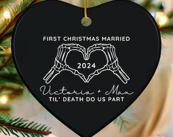 Halloween Wedding Gifts Custom Gothic Wedding Engaged Ornament Goth Christmas Ornament Newlywed Couple Gifts Personalized Wedding Marriage