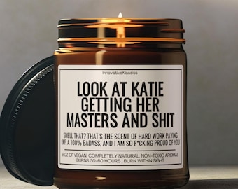 Custom Masters Degree Graduation Gift for Her Him Masters Grad Candle Personalized MBA Grad Business School Graduate Student Custom Decor