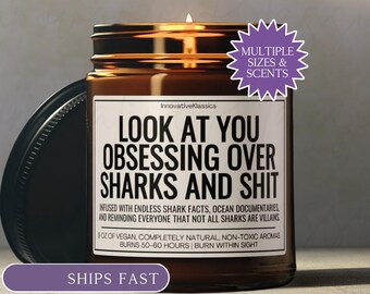 Funny Shark Gift for Men Women Shark Lover Candle Decor for Him Her Christmas Birthday Ocean Gift for Marine Biologists Biology Nerd Present