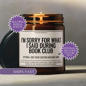 Funny Book Club Gifts Custom Book Club Candle for Readers Birthday Christmas Bibliophile Bookworm Present Library Decor Avid Reader Gift Box