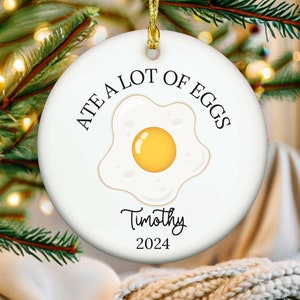 Funny Egg Gifts Custom Egg Lover Christmas Ornament Women Men Birthday Farmer Gift for Foodies Scrambled Fried Eggs Chicken Lady Dad Gifts