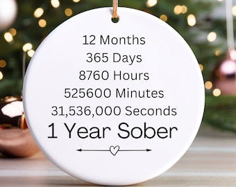 One Year Sober Gift, Custom Sobriety Gift, Sobriety Gift for Women, Sobriety Gift for Men, 1 Year Sober, Sobriety Gift Sober Ornament Gift