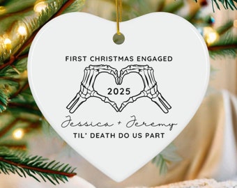 Halloween Engagement Gifts Custom Gothic Wedding Engaged Ornament Goth Christmas Ornament Newlywed Couple Gift Personalized Engagement Gifts