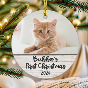Personalized Cat's First Christmas Ornament Custom Cat Picture Ornament Cat Christmas Gift Kitten's First Christmas Photo Ornament Keepsake