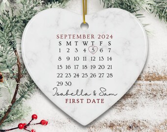 First Date Anniversary Gift Our First Date Ornament Gift Boyfriend Girlfriend First Christmas Together First Date Memory Keepsake Him Her