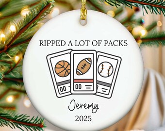 Regalos divertidos de colección de tarjetas personalizadas para hombres y mujeres, colección de tarjetas deportivas, adorno navideño personalizado, béisbol, fútbol, papá, esposo.