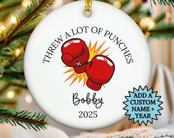 Funny Custom Boxing Gifts Personalized Boxing Lover Christmas Ornament Boxer Present for Trainer Coach Kick Boxing Decor MMA Athlete Gifts