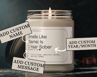 Custom Sobriety Gifts for Men Women One Year Sober Gift Sobriety Anniversary Gift Addiction Recovery Gift AA Soberversary Sobriety Candle