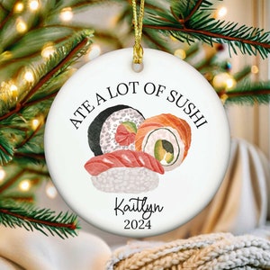 Funny Sushi Gifts for Women Men Custom Sushi Christmas Ornament Gift Christmas Birthday Personalized Gift Sushi Lover Salmon Sashimi Present