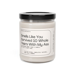 10th Anniversary Gift 10 Year Anniversary Gifts Ten Year Anniversary Gift Funny Boyfriend Him Girlfriend 10 Anniversary Gifts Wife Candle image 3