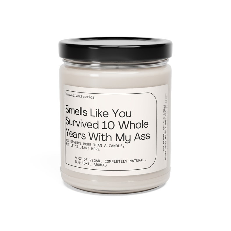 10th Anniversary Gift 10 Year Anniversary Gifts Ten Year Anniversary Gift Funny Boyfriend Him Girlfriend 10 Anniversary Gifts Wife Candle image 3